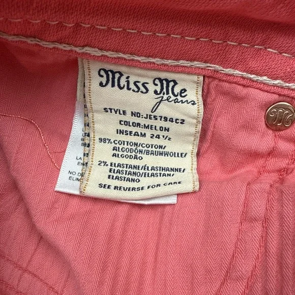 Miss Me Jeans Copped Womens Size 27 Color Melon JE5794C2 Flap Pockets Luxery - Picture 6 of 13